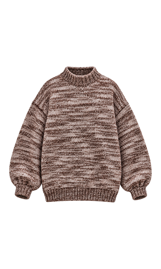 Oversized Marl-Knit Sweater, Brown
