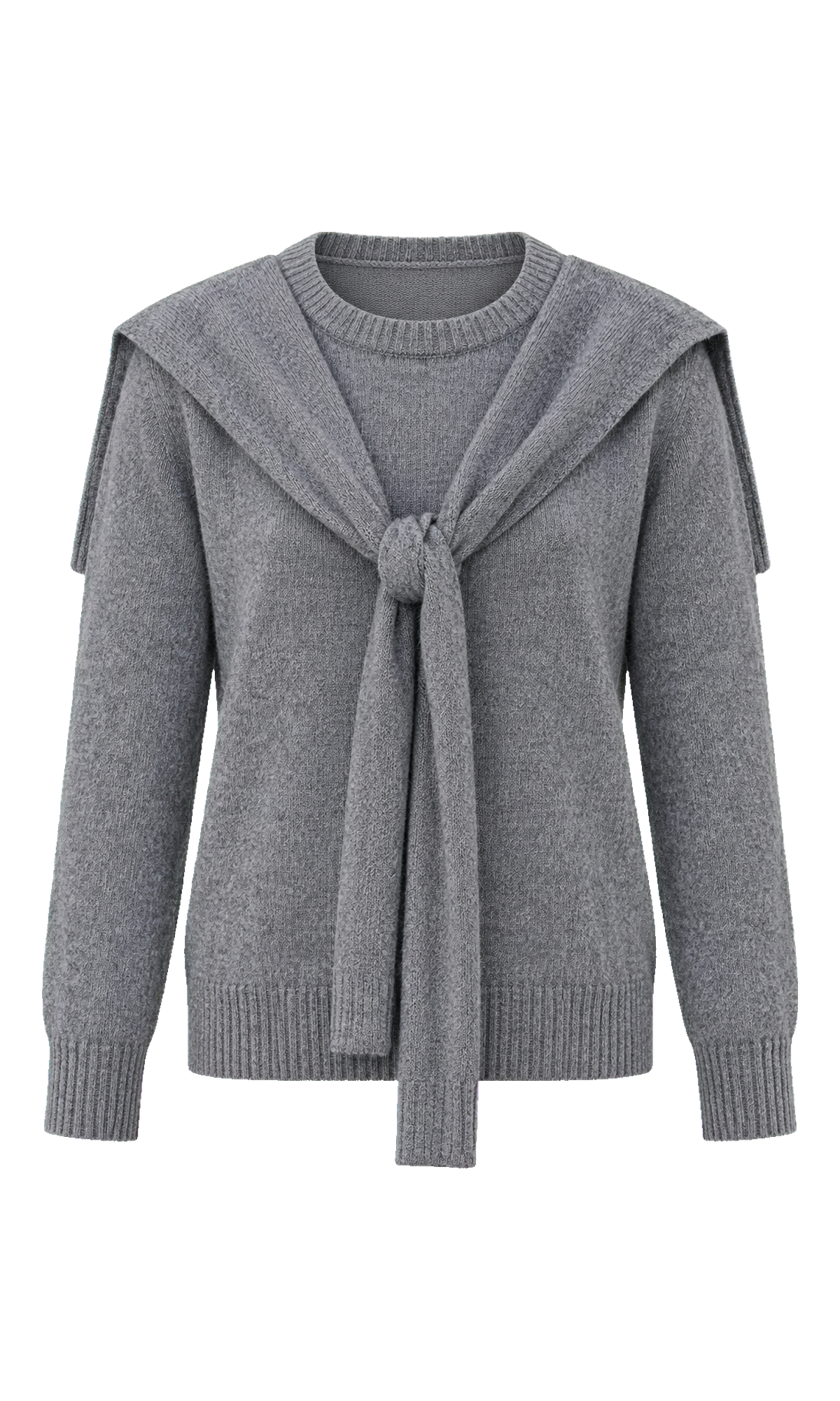 Crew-Neck Sweater with Shoulder-Wrap Detail