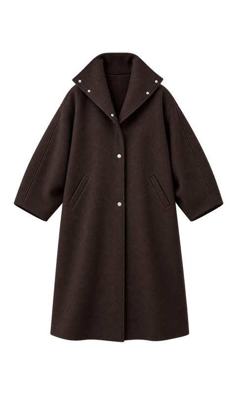 Oversized Stand-Collar Long Coat