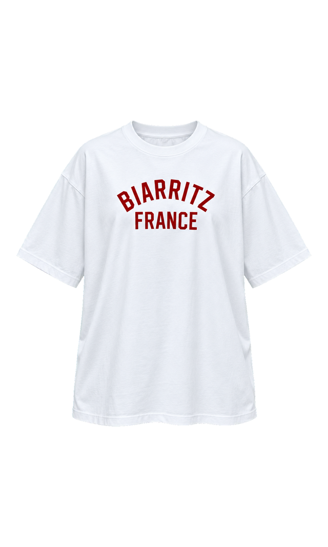 Biarritz Graphic Cotton Tee, White Print