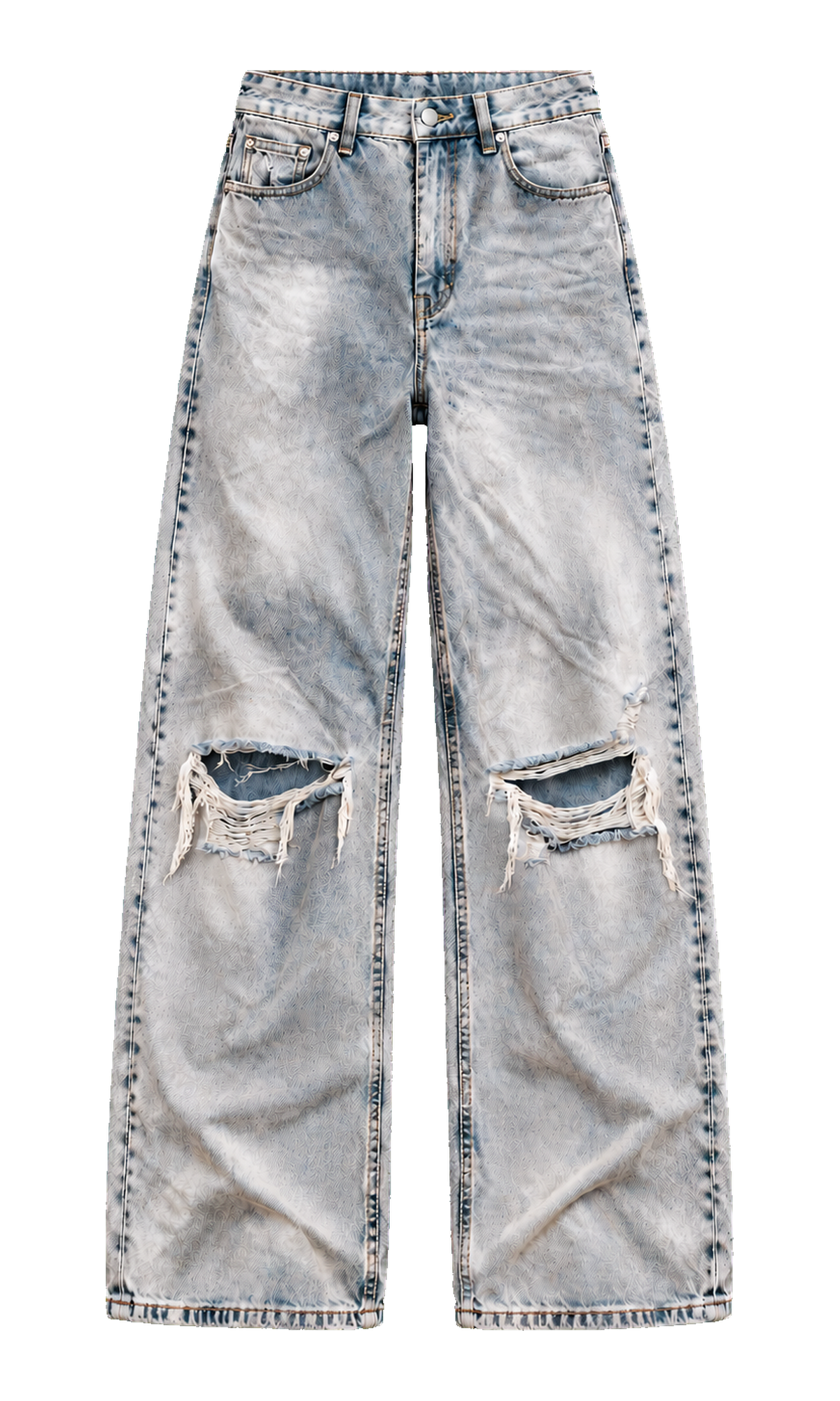 Faded Wide-Leg Jeans with Knee Rips