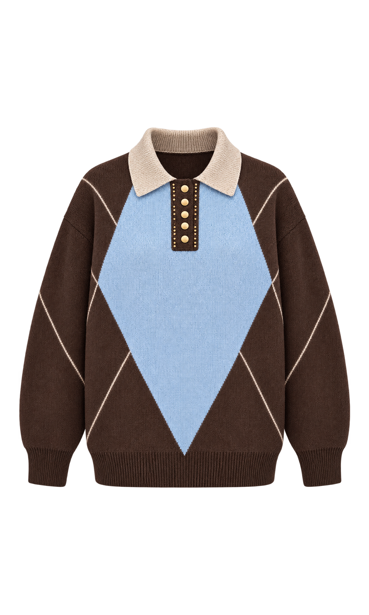 Argyle Knit Polo Sweater