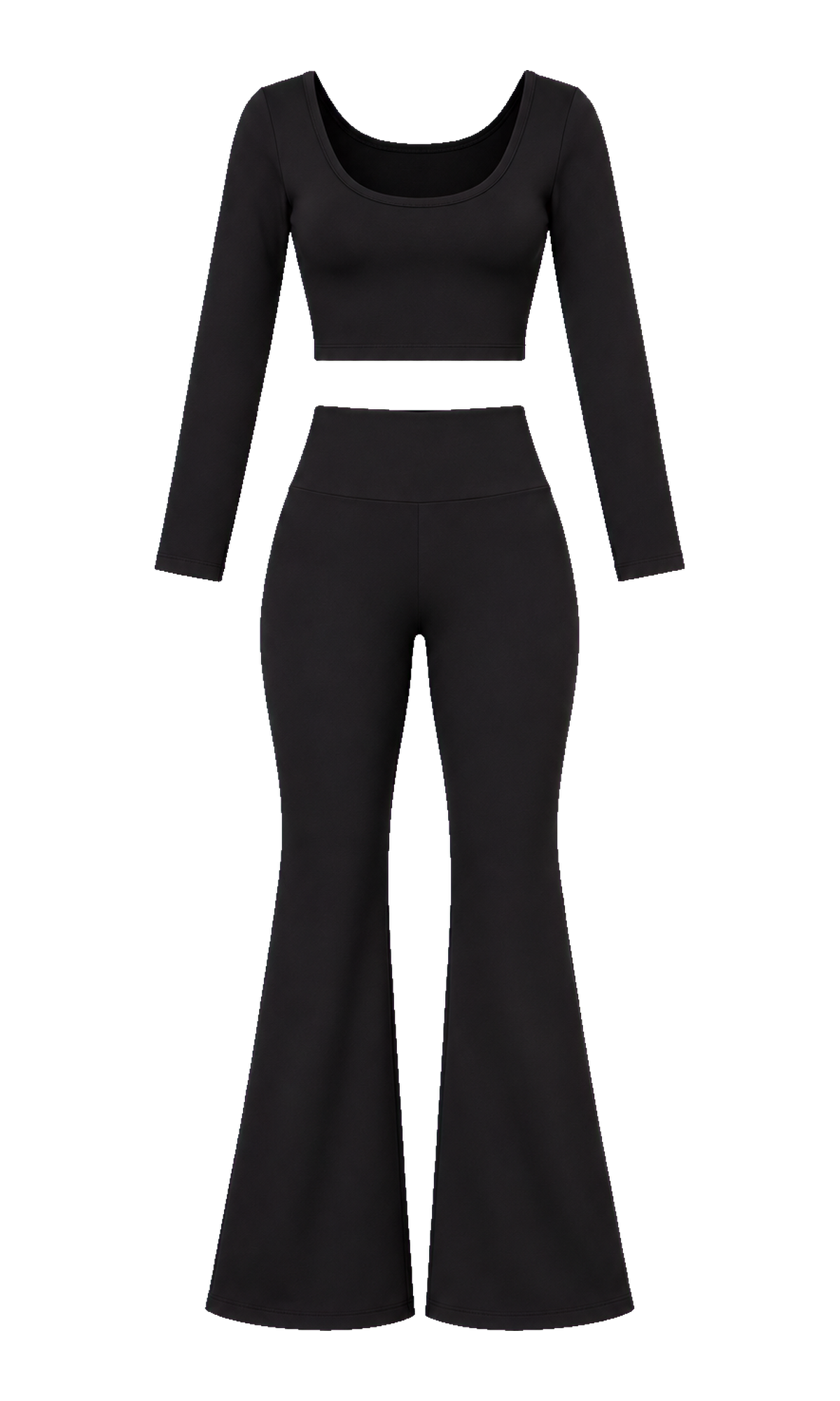 Scoop-Neck Top and Flared Trouser Set