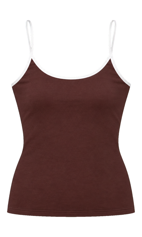 Contrast-Trim Scoop-Neck Cami