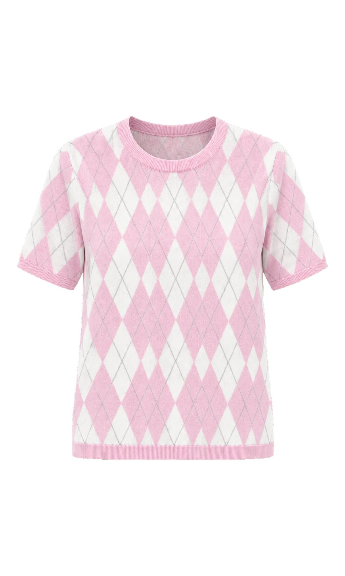 Argyle Short-Sleeve Knit Top