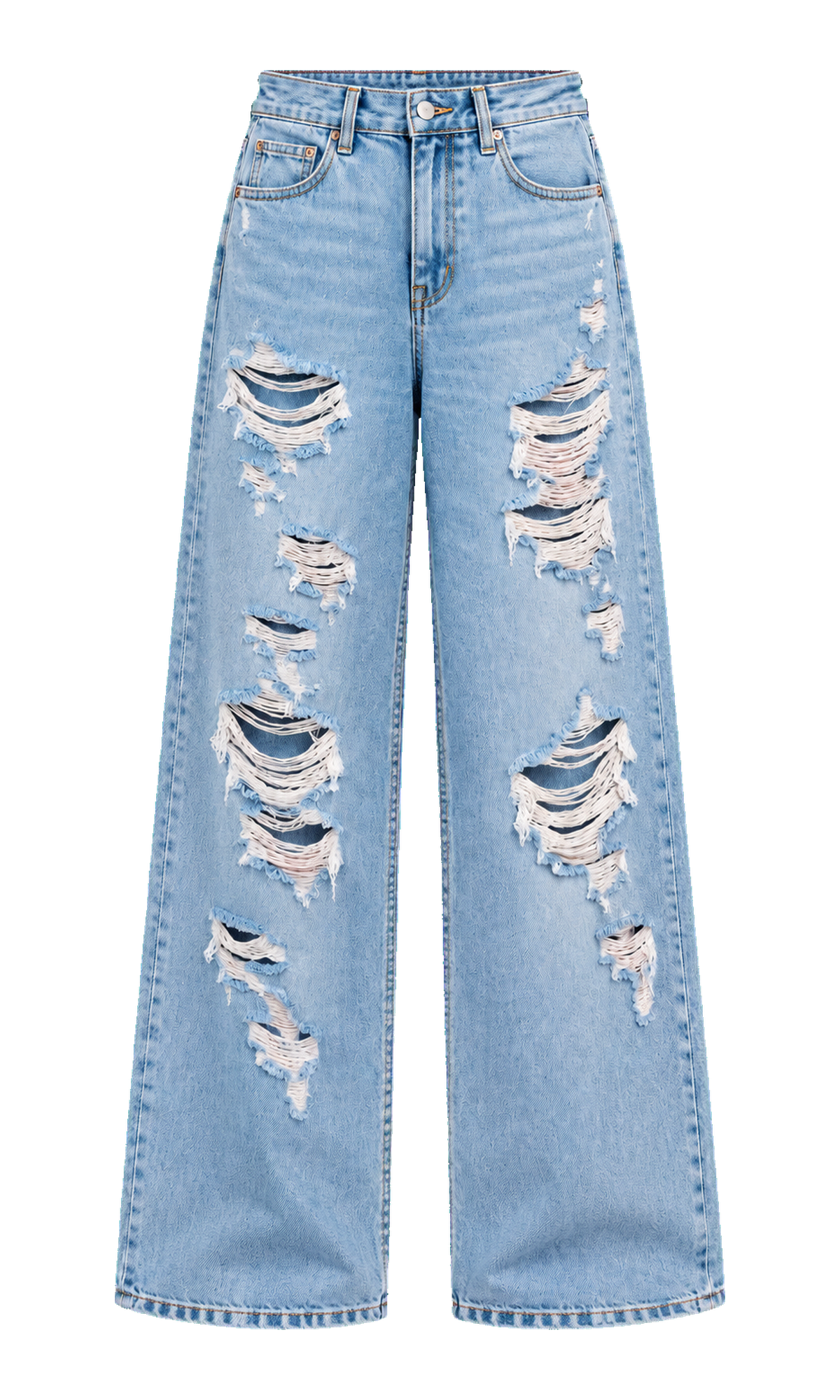 Ripped Wide-Leg Cotton Jeans
