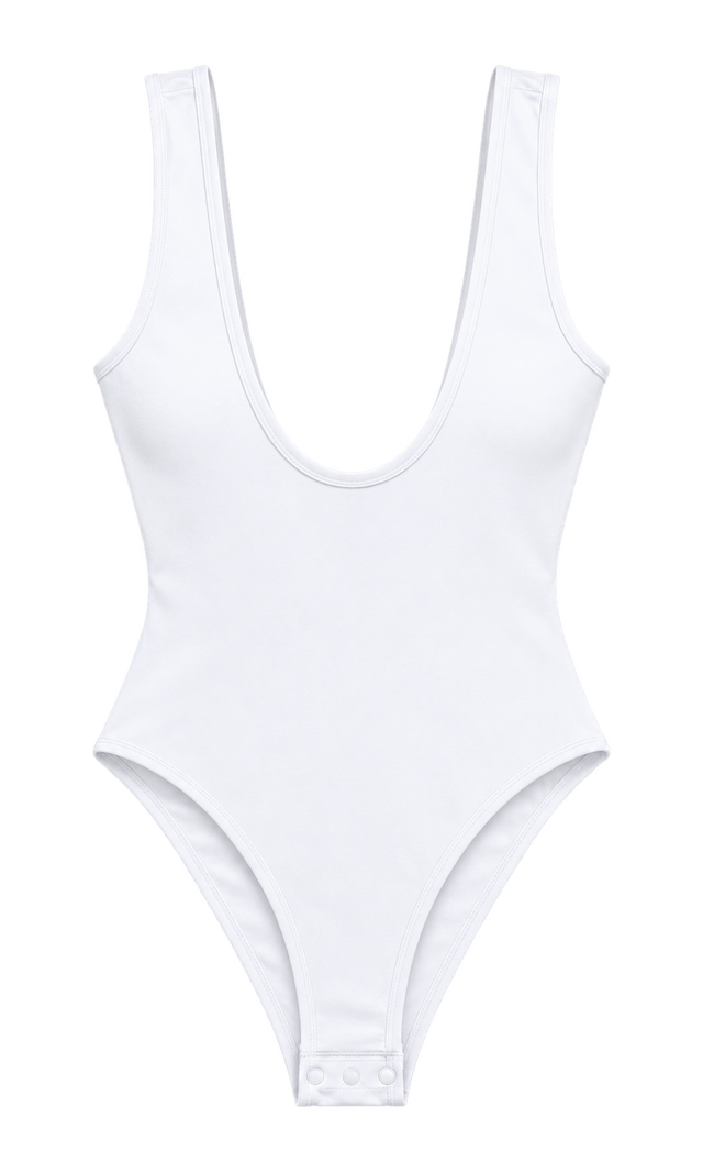 Scoop-Neck Stretch-Cotton Bodysuit, White