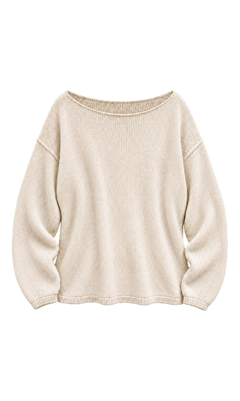 Relaxed Boat-Neck Knit Sweater