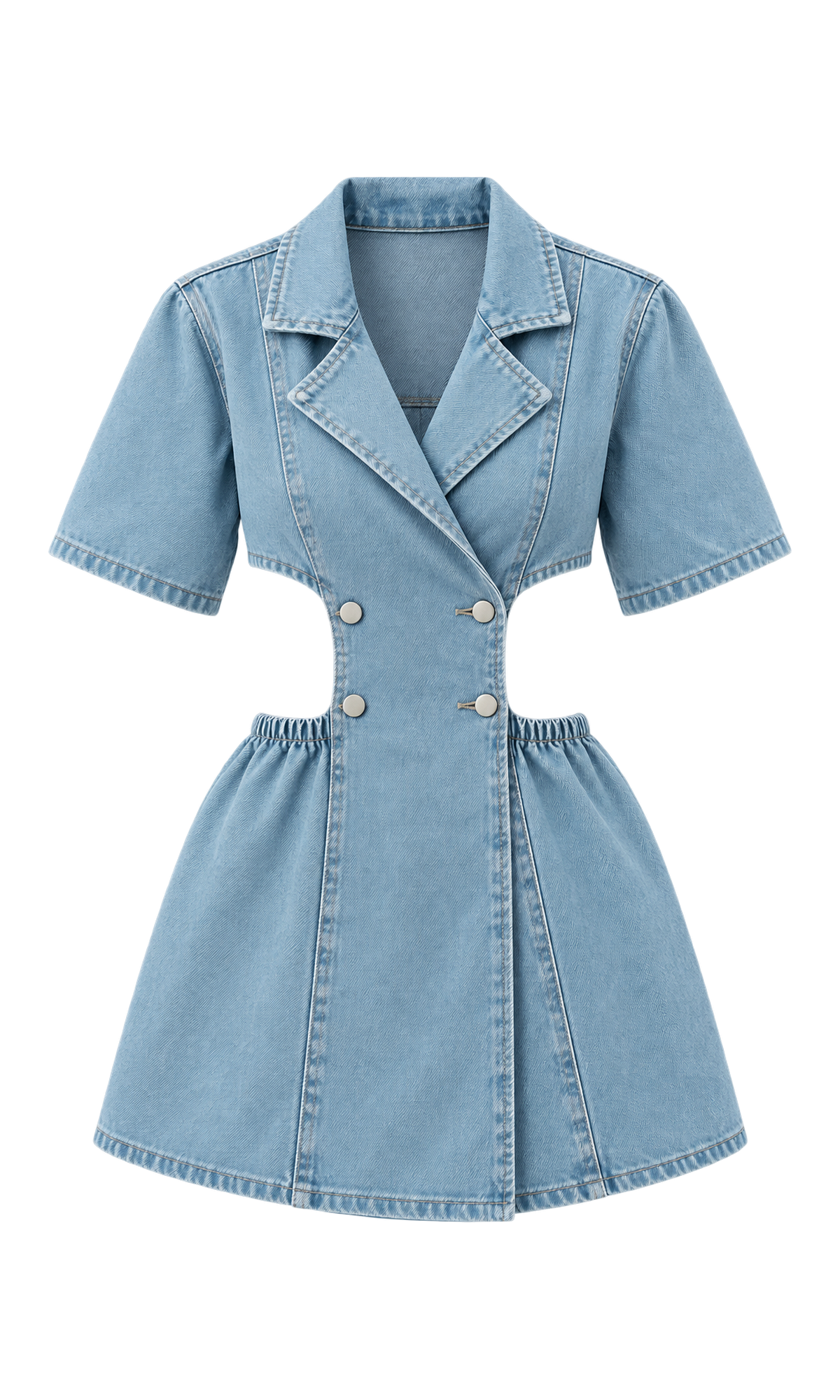 Cutout-Waist Denim Mini Dress