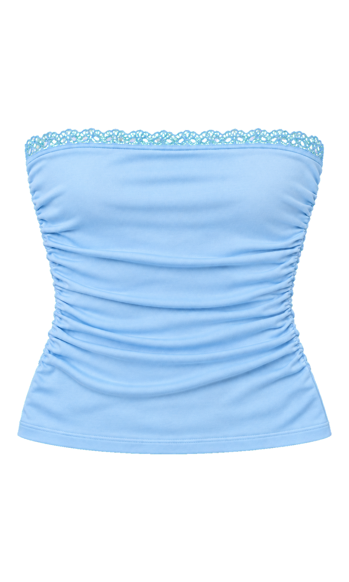 Ruched Lace-Trim Tube Top
