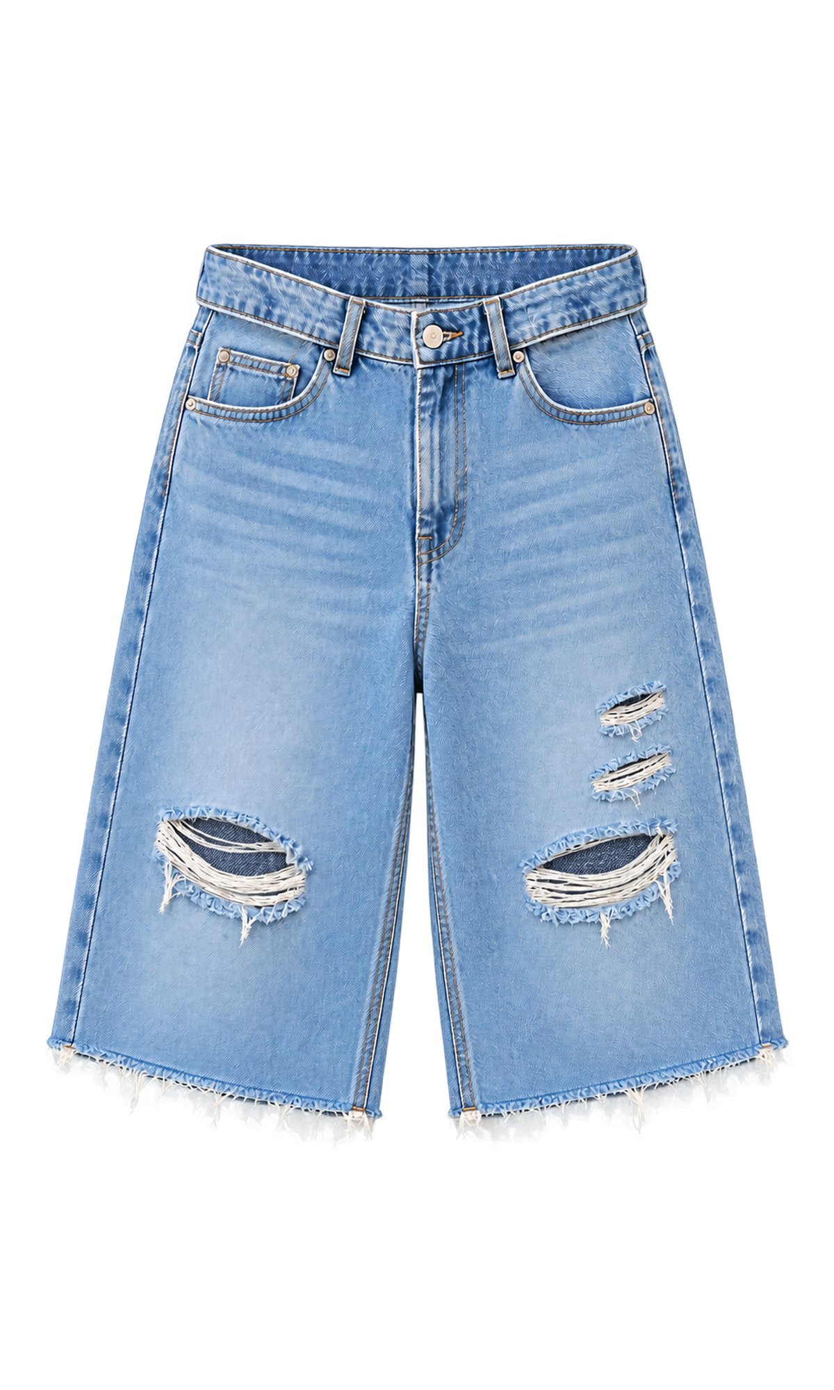 Distressed Denim Bermuda Shorts