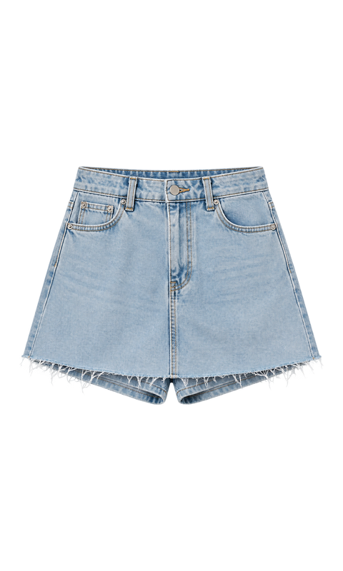Frayed-Hem Denim Skort