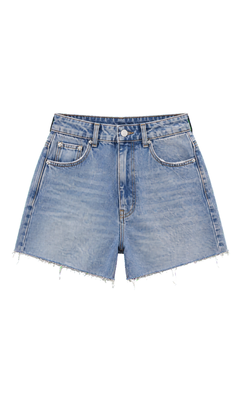 Frayed-Hem Denim Shorts