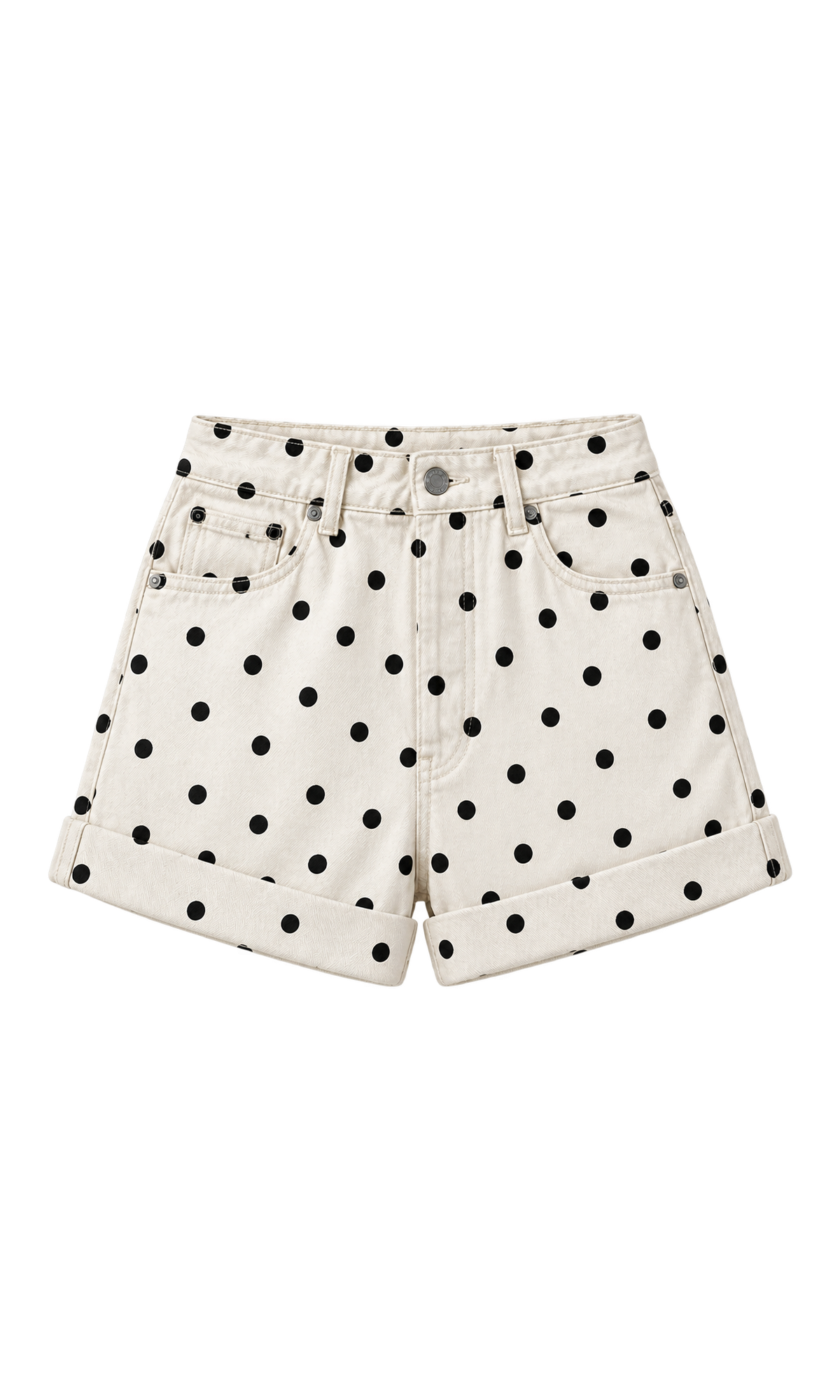 Polka-Dot Cotton Shorts with Turn-Up Hems