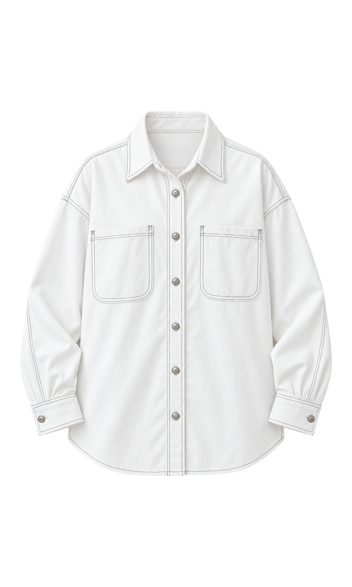 Oversized Contrast-Stitch Cotton Shirt