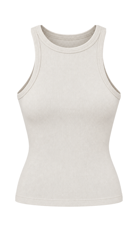High-Neck Ribbed Tank