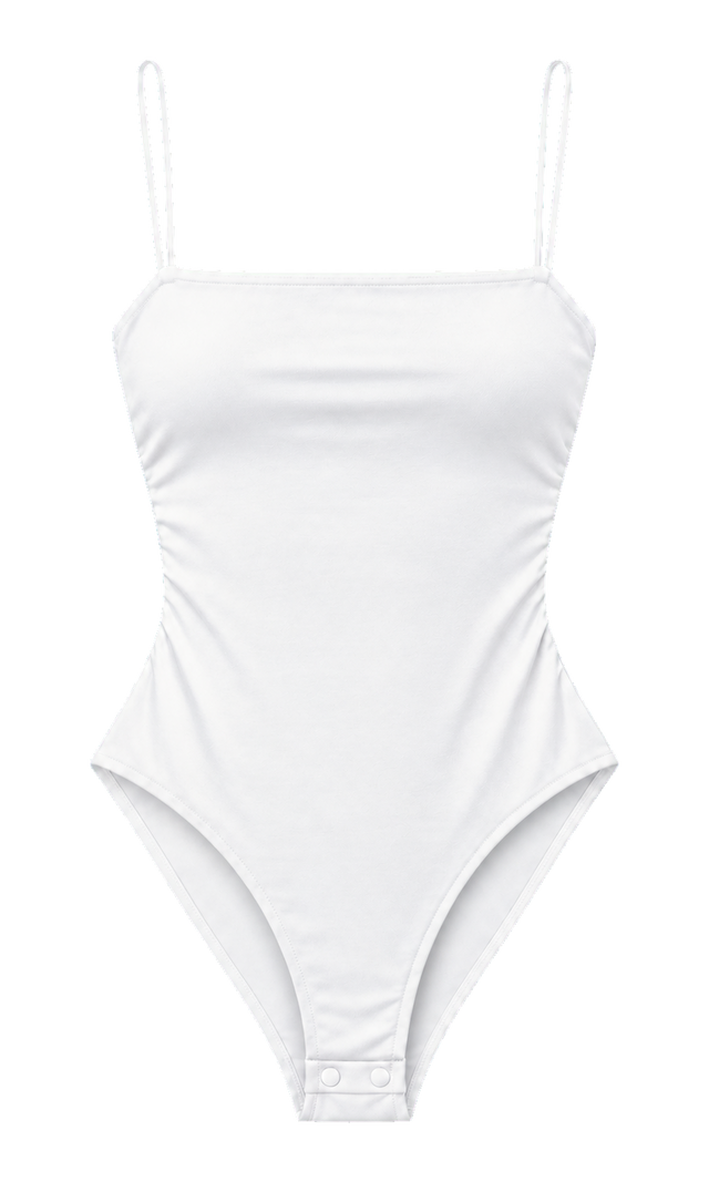 Straight-Neck Cami Bodysuit, White
