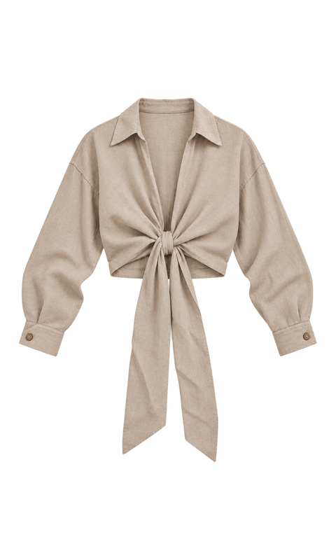 Tie-Front Linen Shirt