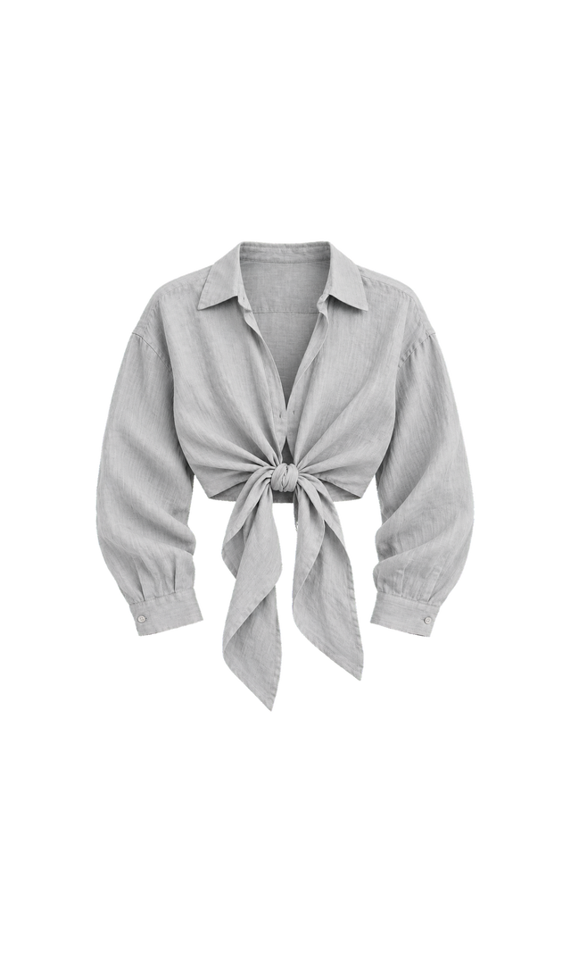 Chemise nouée devant, Gris