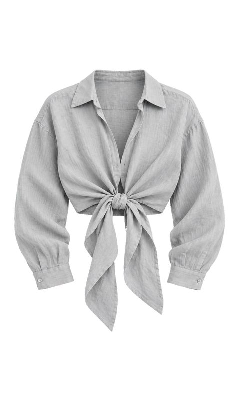 Tie-Front Linen Shirt