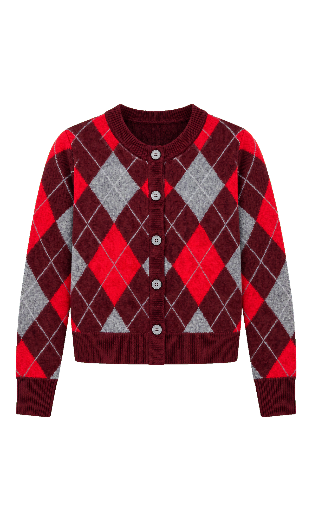 Argyle Button-Front Cardigan