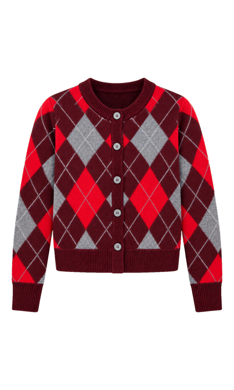 Argyle Button-Front Cardigan