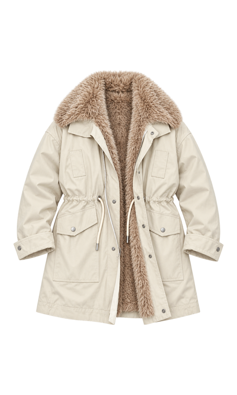 Plush-Lined Drawstring Parka
