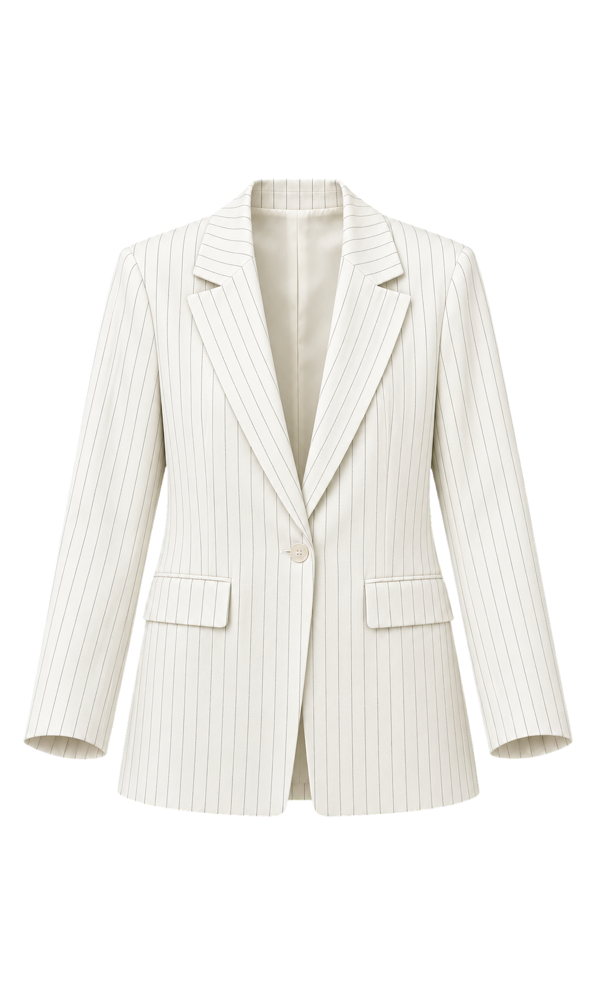 Pinstripe Single-Button Cotton Blazer