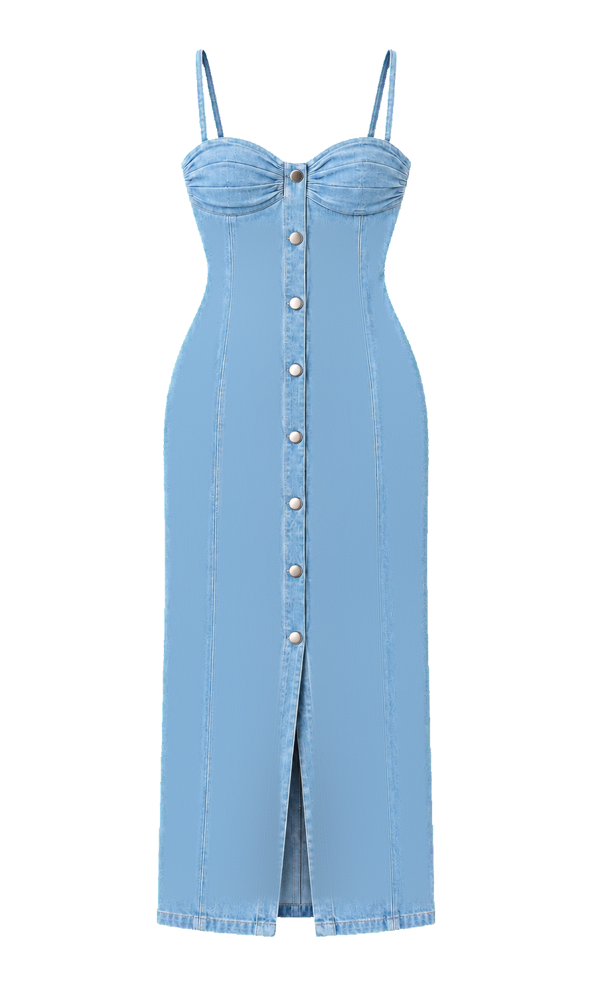 Denim Bustier Maxi Dress