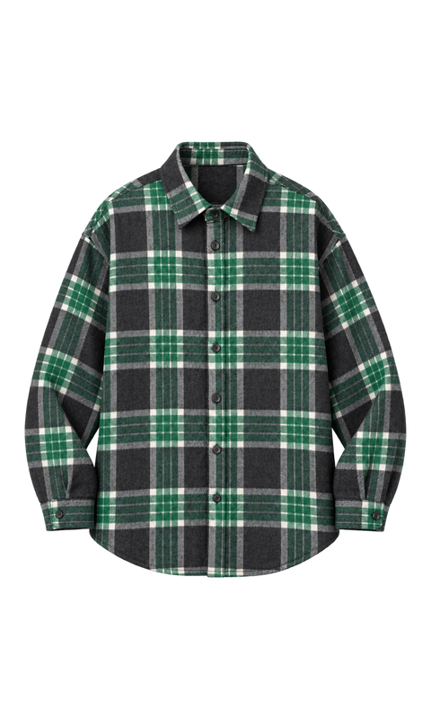 Oversized Wool-Blend Check Shirt