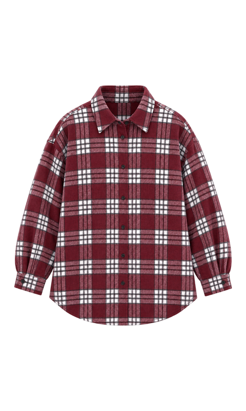 Oversized Wool-Blend Check Shirt