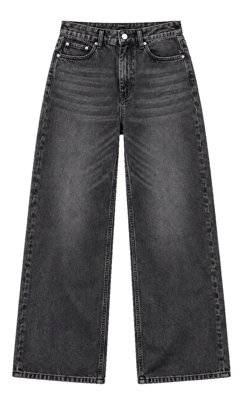 Washed Wide-Leg Jeans