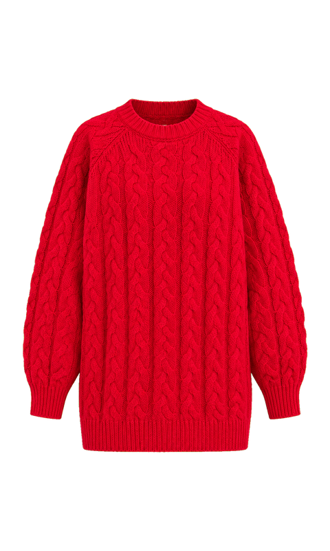 Relaxed Cable-Knit Crew-Neck Sweater