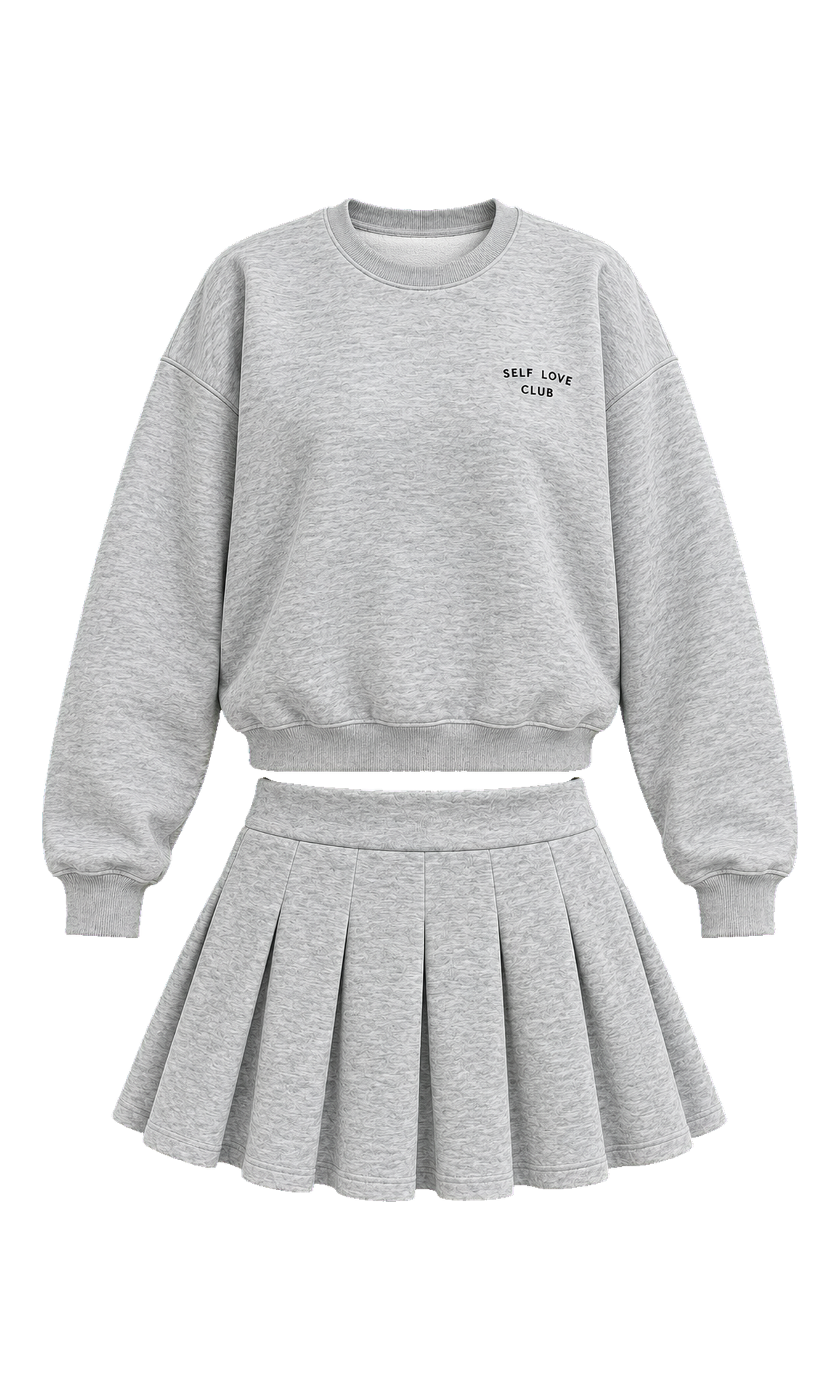 Sweatshirt and Pleated Mini Skirt Set