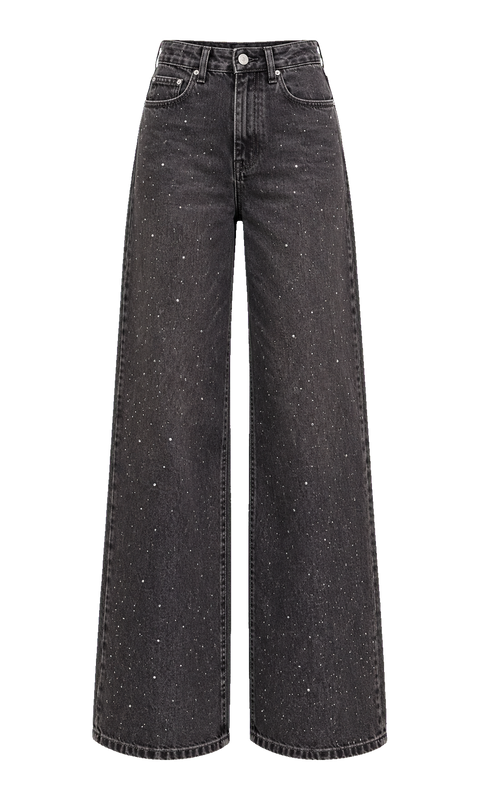 Embellished Wide-Leg Cotton Jeans