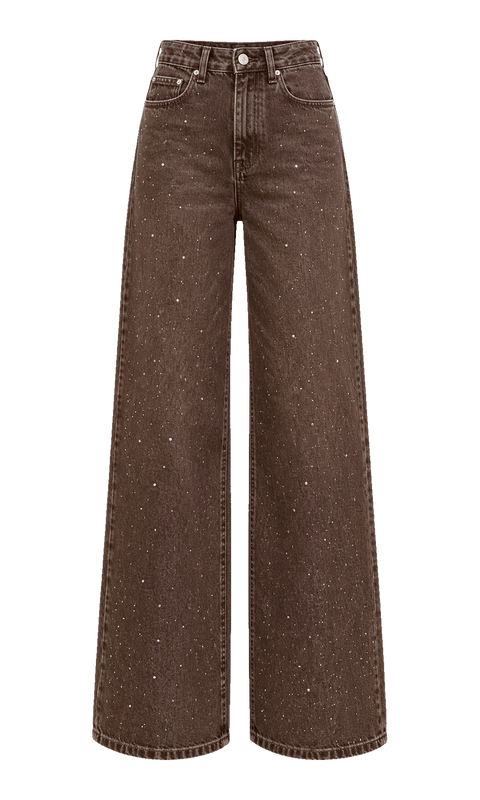 Embellished Wide-Leg Cotton Jeans